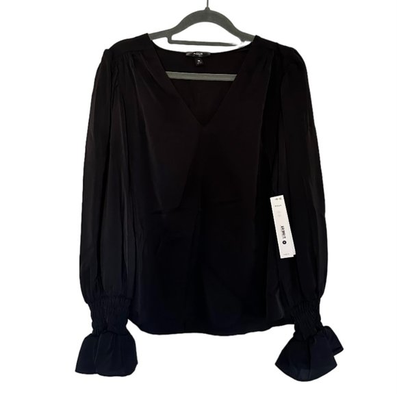 AQUA BRAND GATHERED PUFF SLEEVE TOP, NWT - Picture 2 of 3